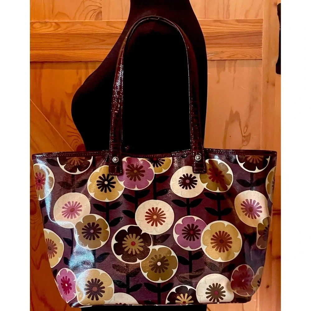 Brighton Retro Floral Coated Tote Bag Shoulder Purse & Matching Wallet Set⁠